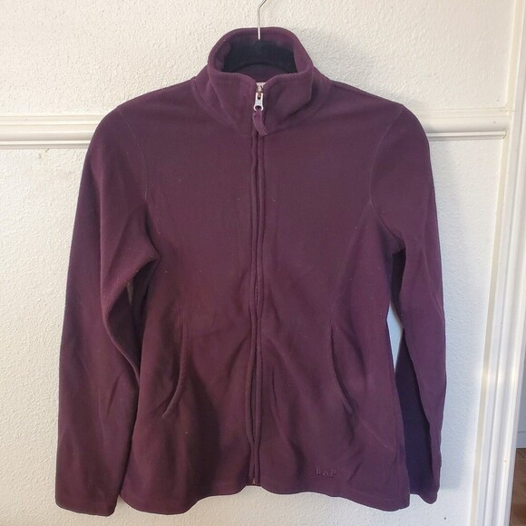 GAP fleece lined Sweater Jacket Purple warm full zip retro Women's Sz Small - Picture 7 of 15